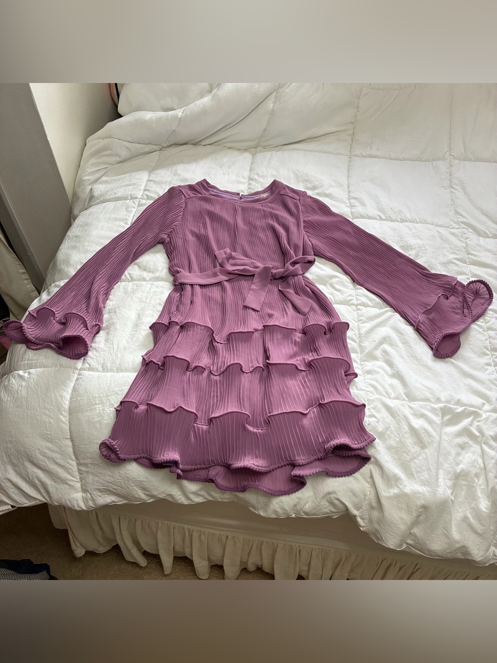 The Cothing Company pleated bell sleeve ruffle dress
